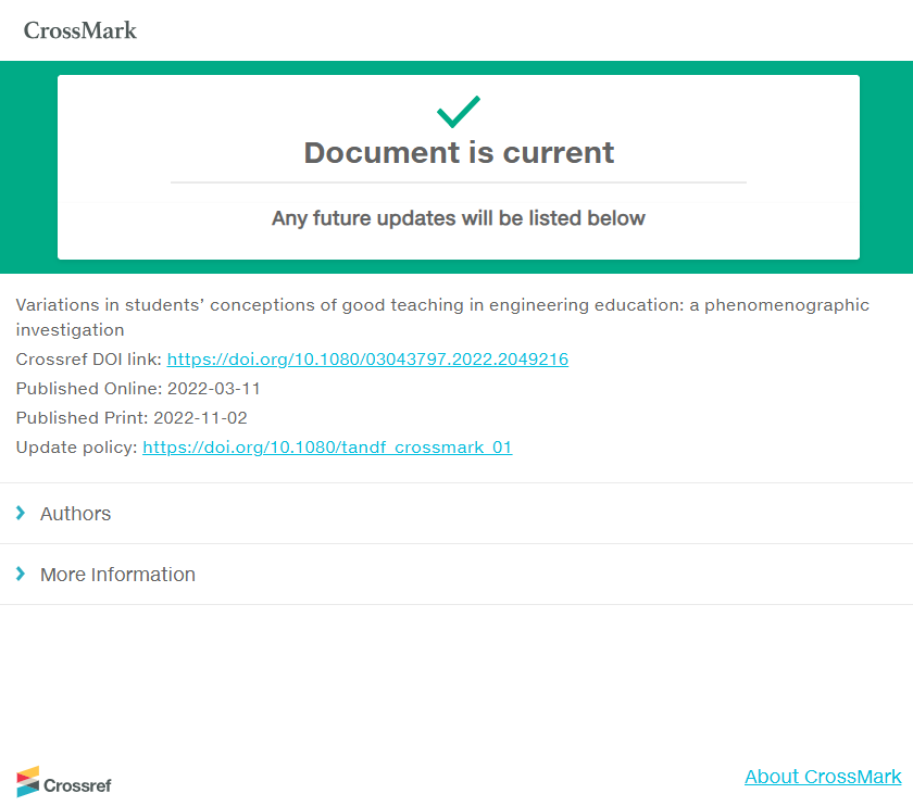 Crossmark & Check for updates 快速存取學術文獻的最新狀態